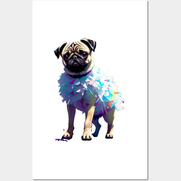 Flamingo Tutu Pug: The Pink and White Beauty Wall Art by fur-niche